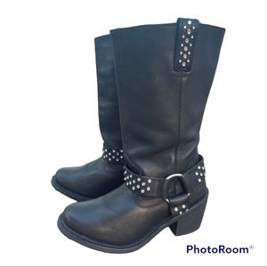 Harley-Davidson Black Ankle Boots with Silver Accents